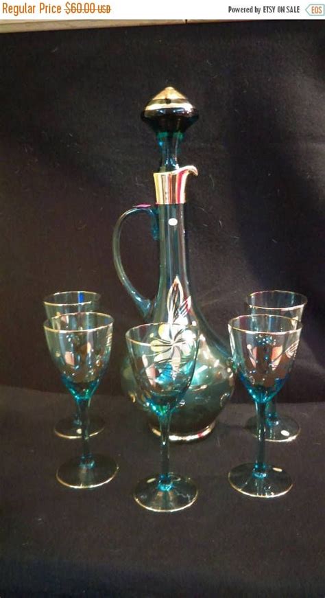 Hungarian 6 Piece Blown Glass Decanter Set Hungarian Hand Etsy Blown Glass Decanter Glass