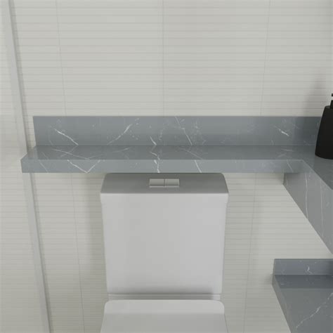 Prateleira De Banheiro Porcelanato Cinza Marmorizado 6x15x80 Bongut