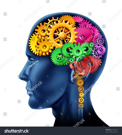 Brain Sections Made Of Cogs And Gears Representing Intelligence And