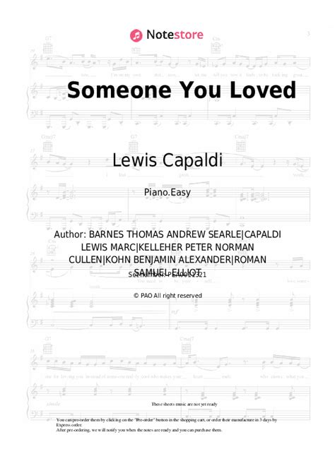 Someone You Loved Piano Sheet Music Easy Lewis Capaldi In Note Store