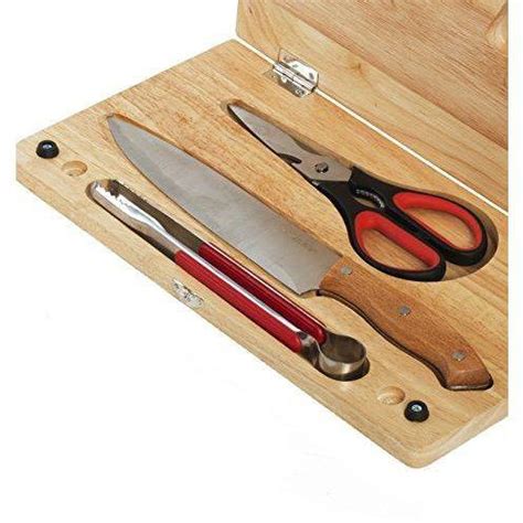 Folding Wood Cutting Board Travel Set - Portable 5 Piece Pack includes CuttingBoad | Chef Knife ...