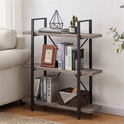 Open Metal Farmhouse Book Shelf 2 Tier Rustic Vintage Industrial