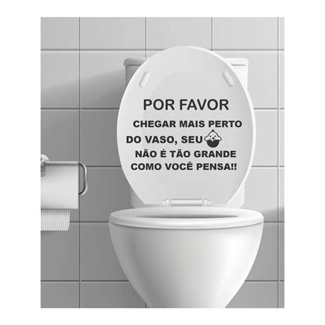 Adesivo divertido para vaso sanitário Por Favor chegar mais perto do