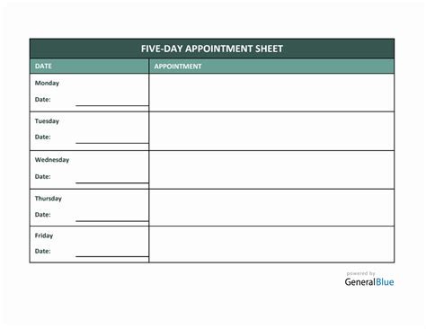 Free Excel Appointment Templates