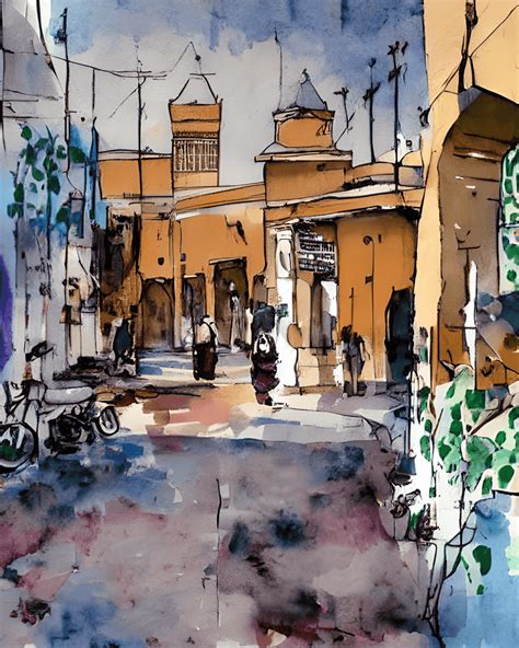 Marrakesh Morocco Cityscape Watercolor · Creative Fabrica