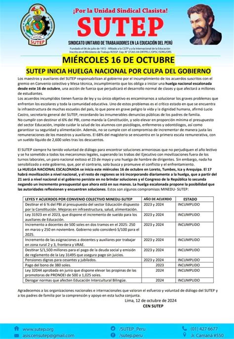 Ltimo Sutep Anuncia Huelga Nacional Contra El Gobierno Lp