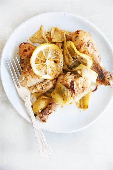 Lemon Roasted Chicken with Garlic, Capers, and Artichokes - Lexi's ...