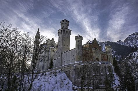 1080P Nature Winter Snow Trees Castle Schloss Neuschwanstein Germany