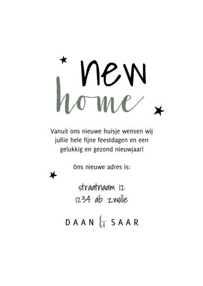 Kerst Verhuiskaart New Home Met Planten En Kaartje2go