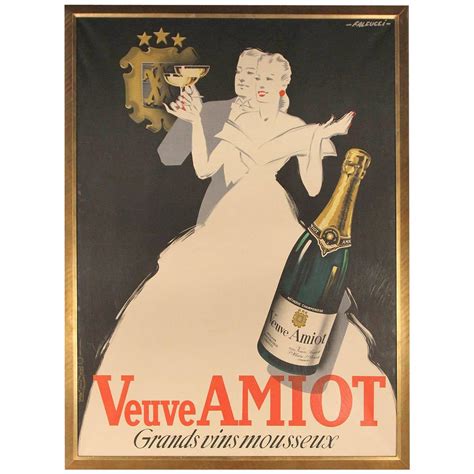 Veuve Amiot Champagne French Poster, Framed For Sale at 1stDibs