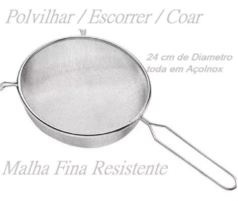 Peneira Inox De Cozinha Coar 24cm Escorrer Macarrão Coador