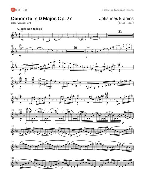 Brahms Violin Concerto In D Major Op 77 Free Violin Sheet Music