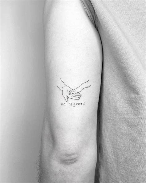 Minimalistic Style Hand And Paw Tattoo Located On The