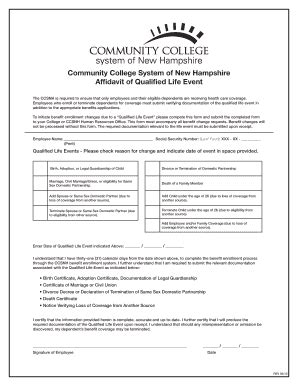 Fillable Online Ccsnh Affidavit Of Qualified Life Event Community