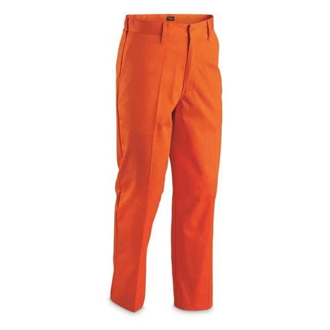 Mens Flat Front Work Pants 100 Cotton Orange