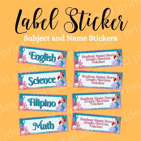 Label Stickers Personalized Stickers Labels For School Subject Label