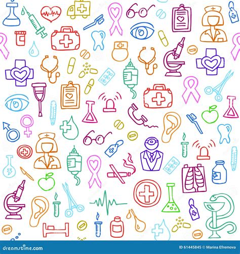 Hand Drawn Medical Seamless Pattern Vector Illustration Stock Vector