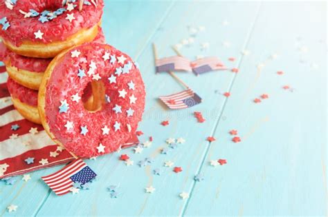 Patriotic Sweet Donuts Th July With American Flag Delicious American