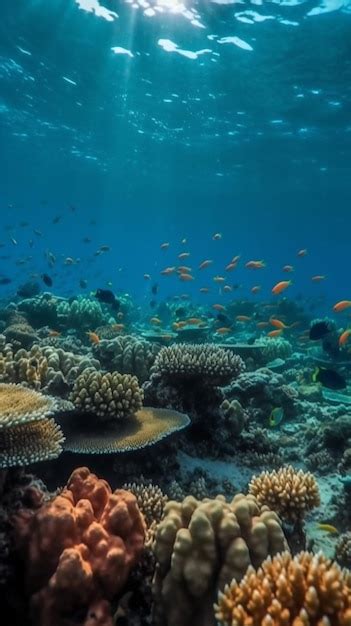 Premium AI Image | The ocean floor is a coral reef that is surrounded ...