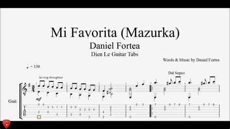 Mi Favorita Mazurka Daniel Fortea With Guitar Tutorial Tabs Youtube