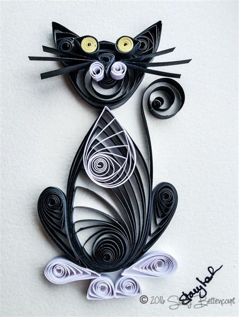 Quilled Gray Cat Quilling Grey Cats Quilling Patterns