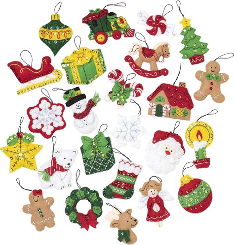 Amazon Bucilla Felt Applique Ornament Kit 2 5 X 2 5 Christmas