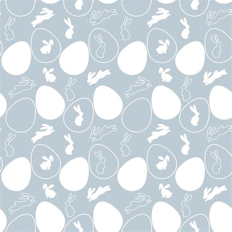 Premium Vector Seamless Easter Pattern On Blue Background With White