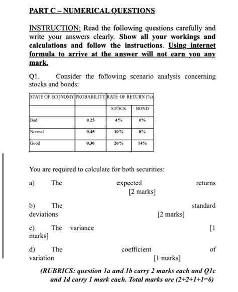 Solved Part C Numerical Questions Instruction Read The