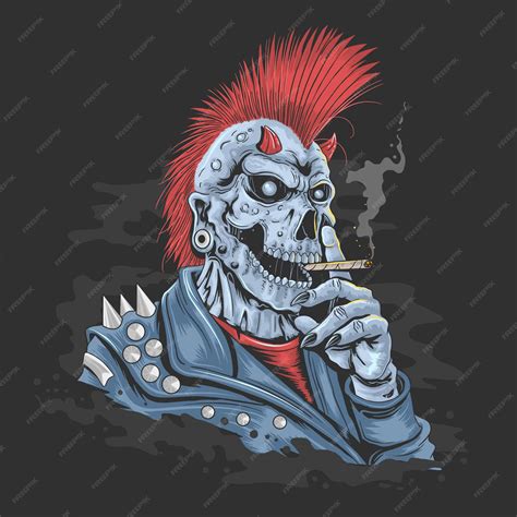 Premium Vector Skull Punk Mohawk Hair