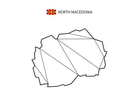 Mosaic Triangles Map Style Of North Macedonia Isolated On A White