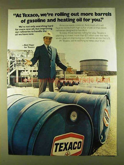 1980 Texaco Oil Ad - Bob Hope - Rolling More Barrels