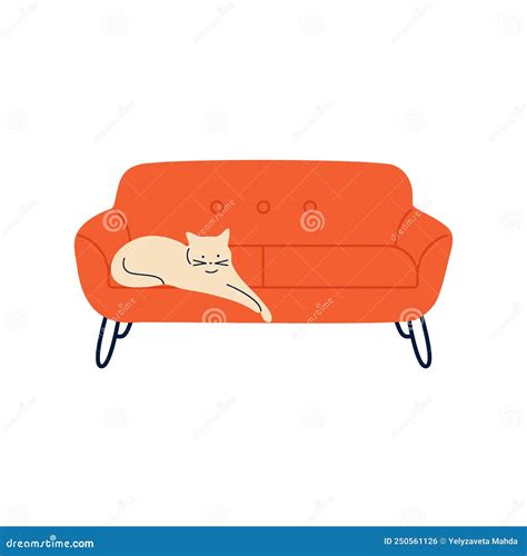 Cat On Sofa Cat Sleeps On Cozy Comfy Couch Happy Sleeping Pet