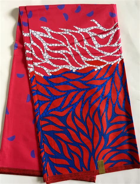 African Print Fabric Ankara Pink Red Blue White