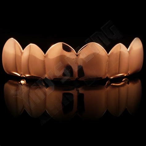 K Rose Gold Ip Plated Grillz Stainless Steel Top Bottom Tooth Hip