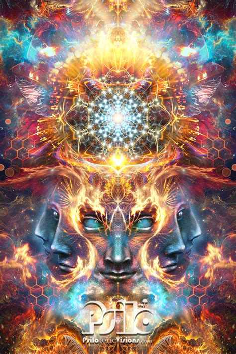 Psychedelic Dmt Canvas Many Faced God Visionary Art Etsy