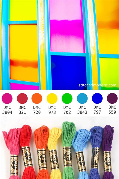 Dmc Embroidery Floss Color Palette Rainbow Bright Dmc Embroidery