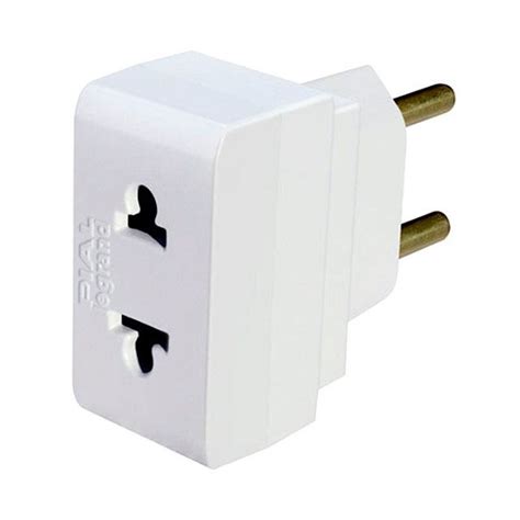 Plug Adaptador 2 Pinos Redondo Para 2 Pinos Universais Chato E Redondo