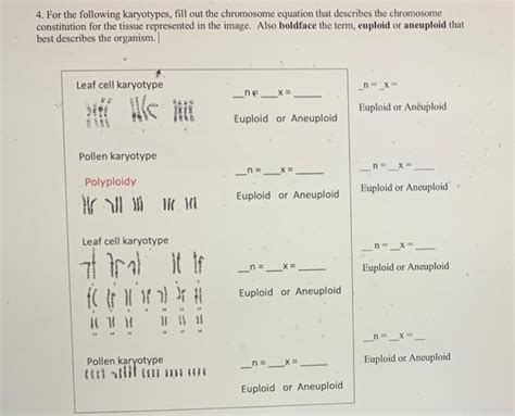 Solved For The Following Karyotypes Fill Out The Chegg