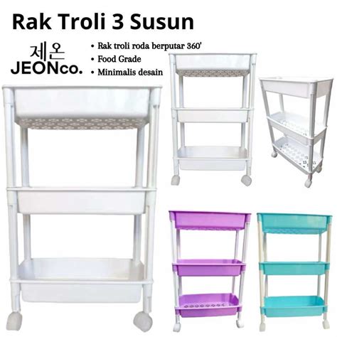 Rak Troli Susun Roda Multifungsi Penyimpanan Portable Trolley Tingkat