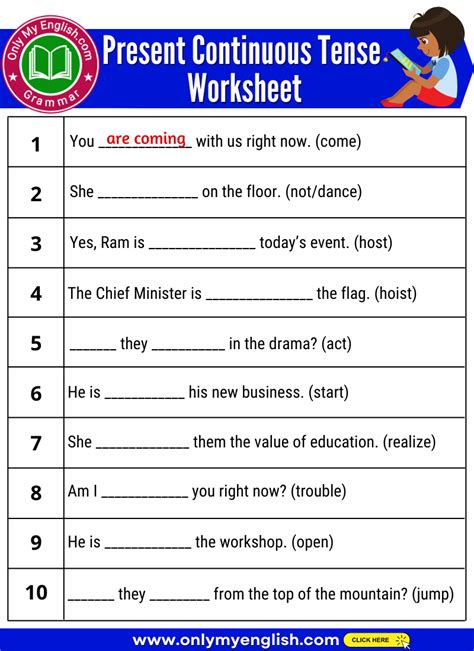 Present Continuous Tense Exercises With Answers