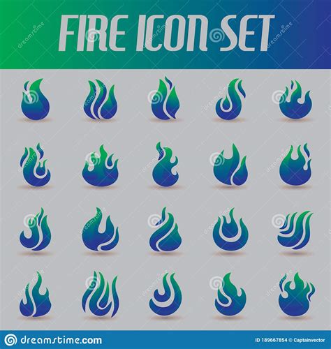 Set Of Fire Flames Vector Illustration Decorative Design Stock Vector