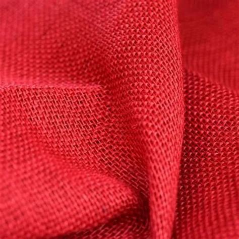 Ramesh Exports Plain Red Color Laminated Jute Cloth For Embroidery At