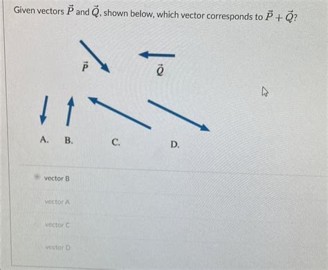 Solved Given Vectors P And Q Shown Below Which Vector Chegg