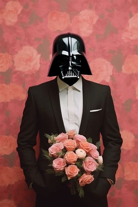 Darth Vader Candid Portrait With Floral Background By Robert