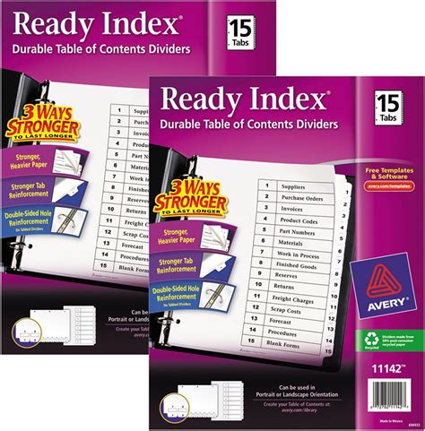 Avery Ready Index Table Of Contents Dividers 15 Tabs 1 Set