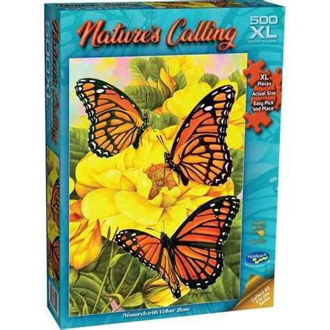 Holdson Puzzle Nature S Calling 500XL Pc Monarch With Yellow Rose