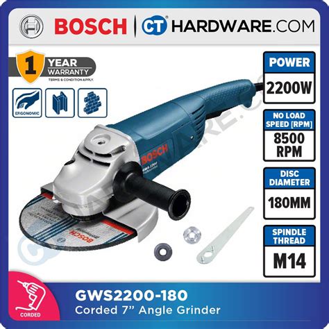 BOSCH GWS 2200 180 PROFESSIONAL CORDED ANGLE GRINDER 7 2200W