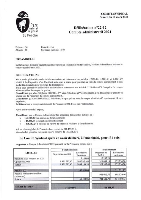 Calam O Compte Administratif Parc