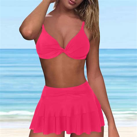 Tejiojio Summmer Clearance Sexy Women Bikini Solid Splicing Two Piece