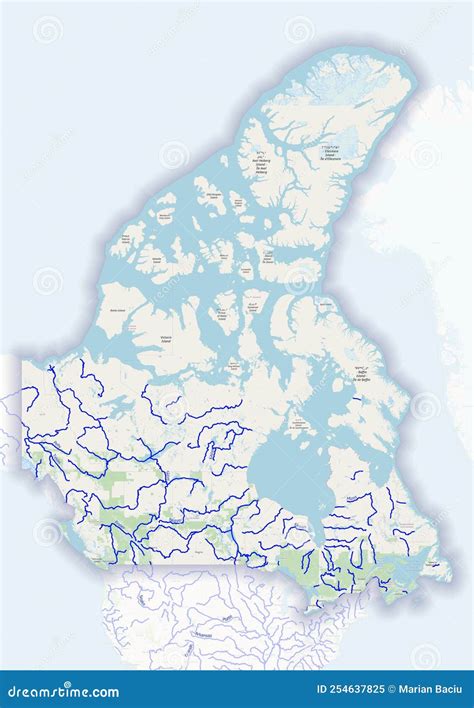 Physical Map Of The Country Of Canada Colored Stock Illustration